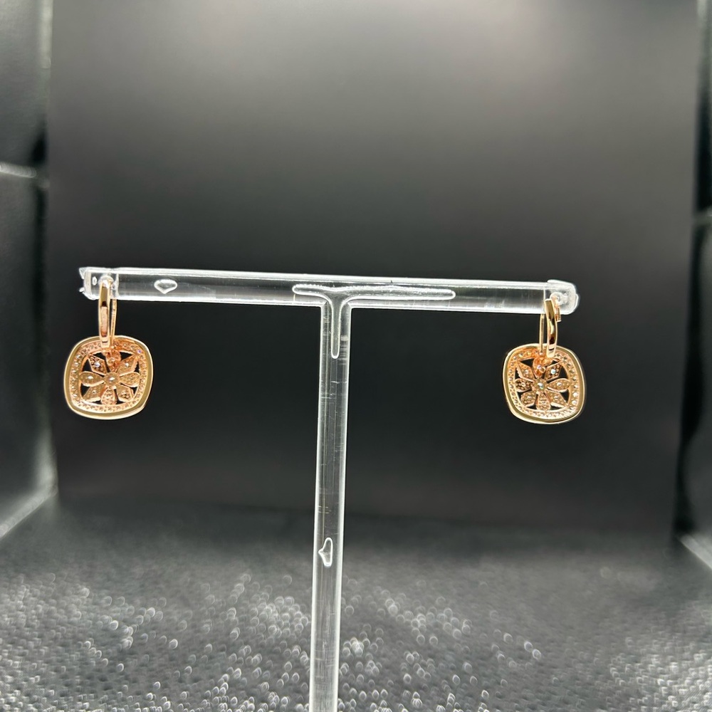 Rose Gold Earrings with Intricate Design
